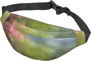 Fanny Packs For Women Men Waist Bag Waterproof Sport Belt Bag Spring Scenery Fashion Waist Pack Adjustable Crossbody Bags Zipper Bum Bag For Running Hiking Travel