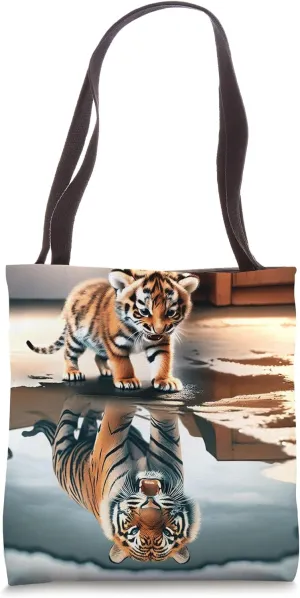 Fantasy Cute Baby Tiger Puddle Tote Bag