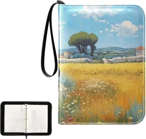 Farm Painting Card Binder 4-Pocket, 400 Pockets Trading Cards Holder Games Card Albums Storage Organizer Case for Football, Baseball Cards