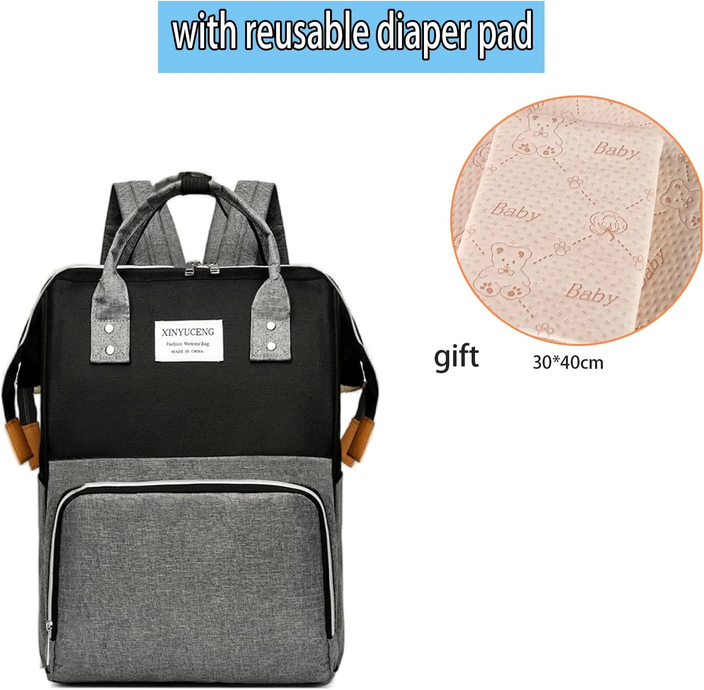 Fashion Diaper Backpack Waterproof Mommy Bag, Large Capacity Diaper Bag Travel Multi-functional Backpack Baby Boy Girl (Black 1)