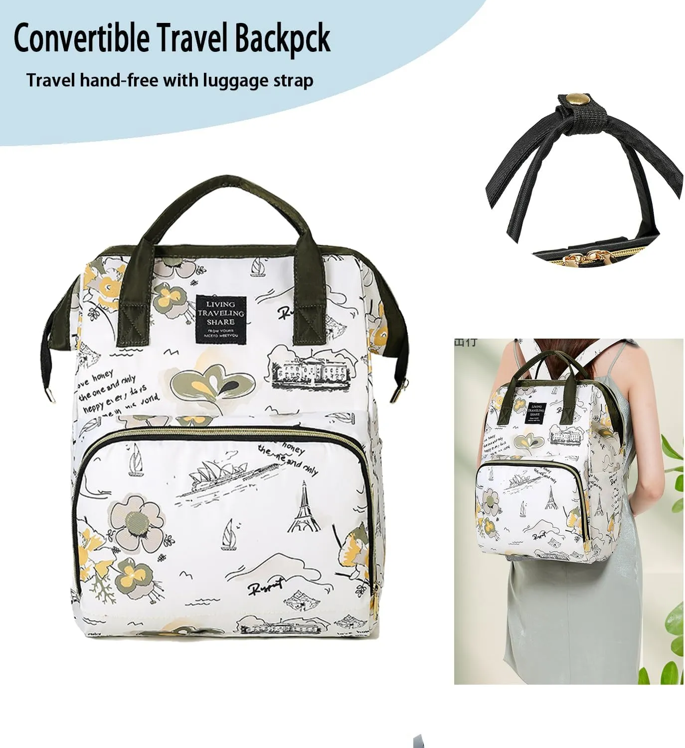 Fashion Diaper Backpack Waterproof Mommy Bag, Large Capacity Diaper Bag Travel Multi-functional Backpack Baby Boy Girl (Blue 4)