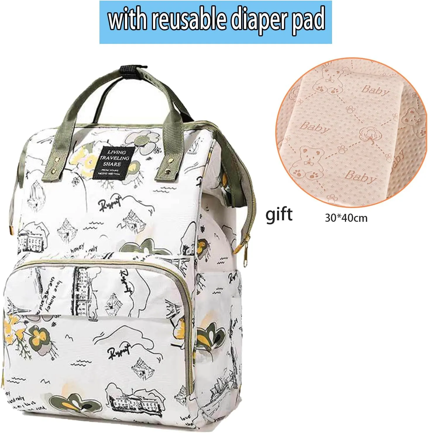 Fashion Diaper Backpack Waterproof Mommy Bag, Large Capacity Diaper Bag Travel Multi-functional Backpack Baby Boy Girl (Blue 4)