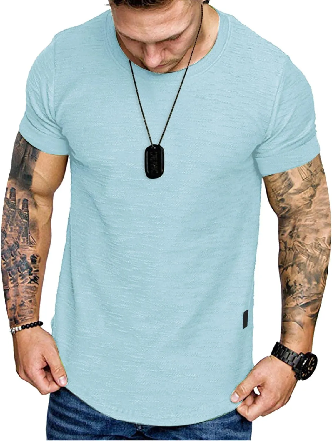 Fashion Mens T Shirt Muscle Gym Workout Athletic Shirt Cotton Tee Shirt Top