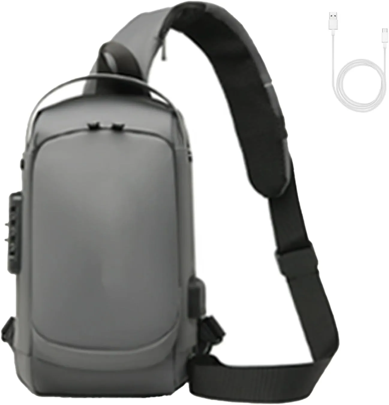 Fashion New Carbon Fiber Streamline Anti-theft Sling Bag, USB Charging Sport Sling, Waterproof Shoulder Bags for Daily Trips