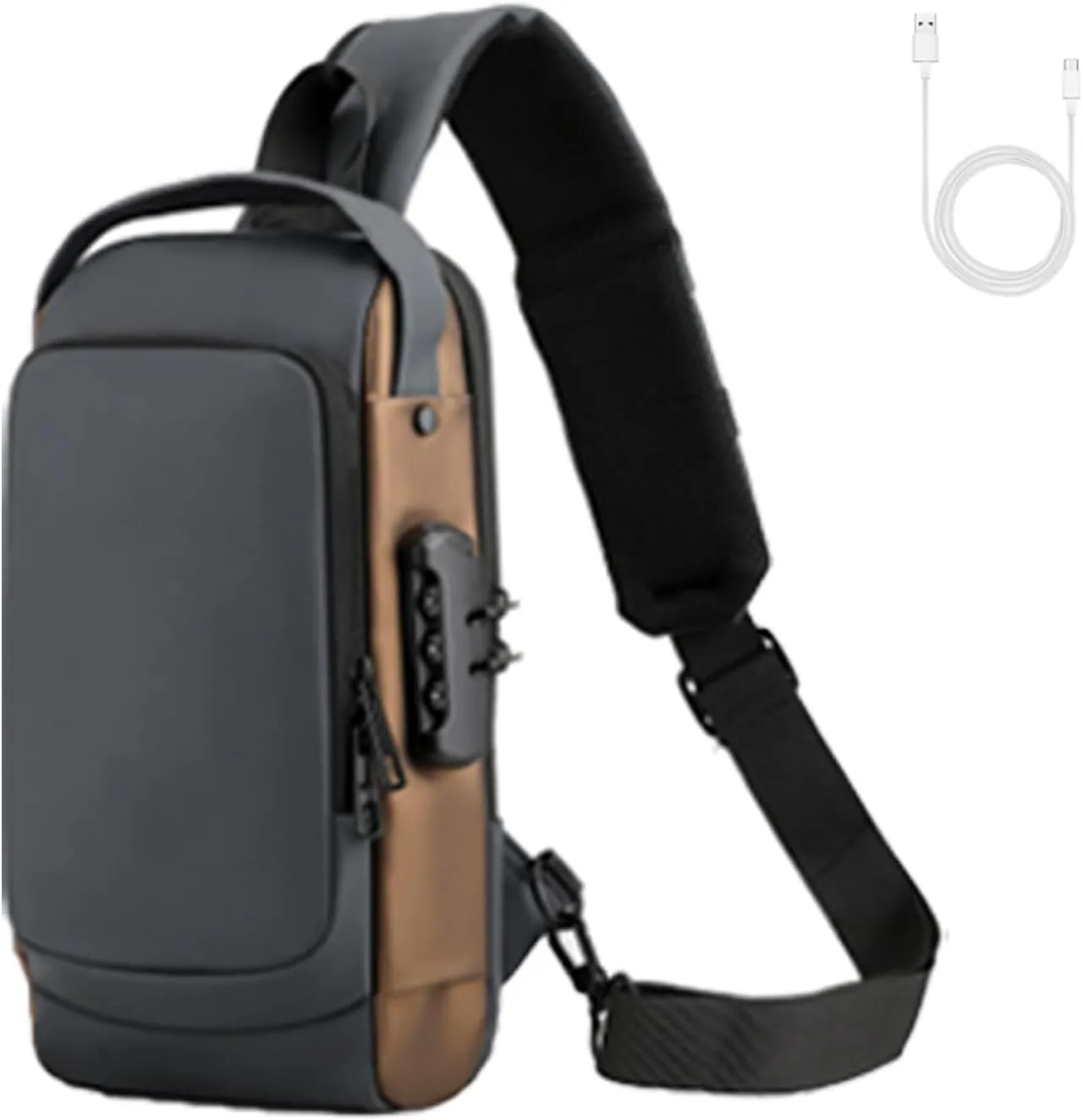 Fashion New Carbon Fiber Streamline Anti-theft Sling Bag, USB Charging Sport Sling, Waterproof Shoulder Bags for Daily Trips