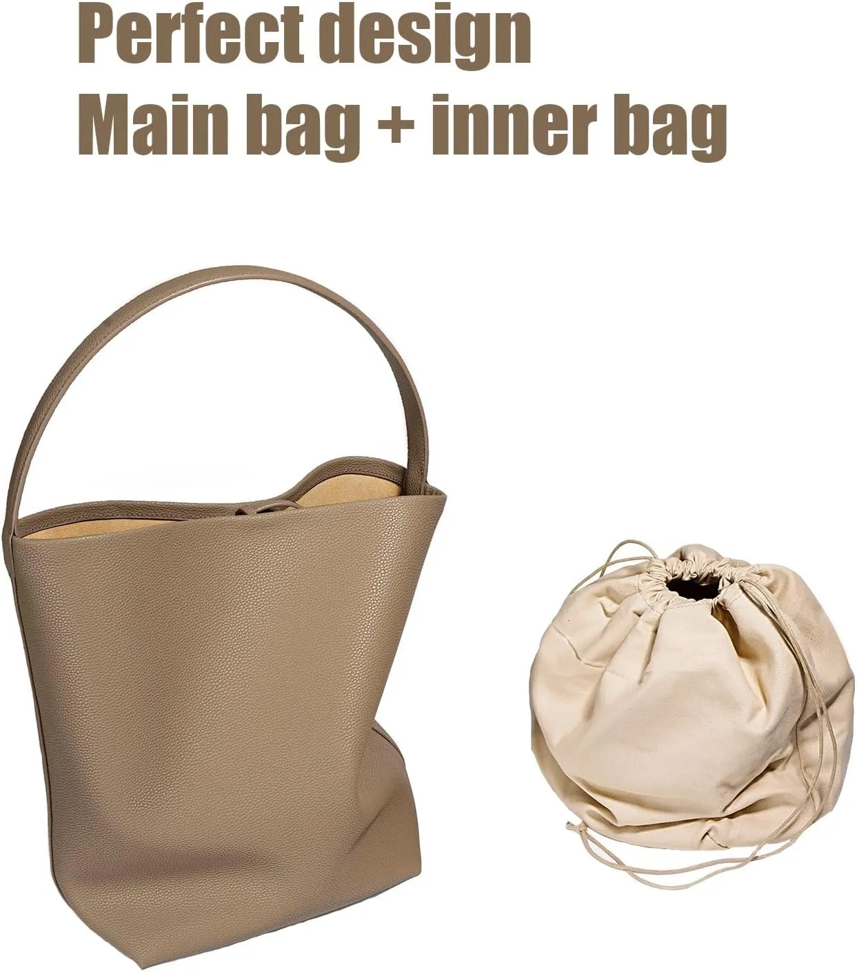 Fashion Shoulder Bag,Leather Crossbody Bucket Hobo Bags,Top Handle Handbag, with Multi functional Storage