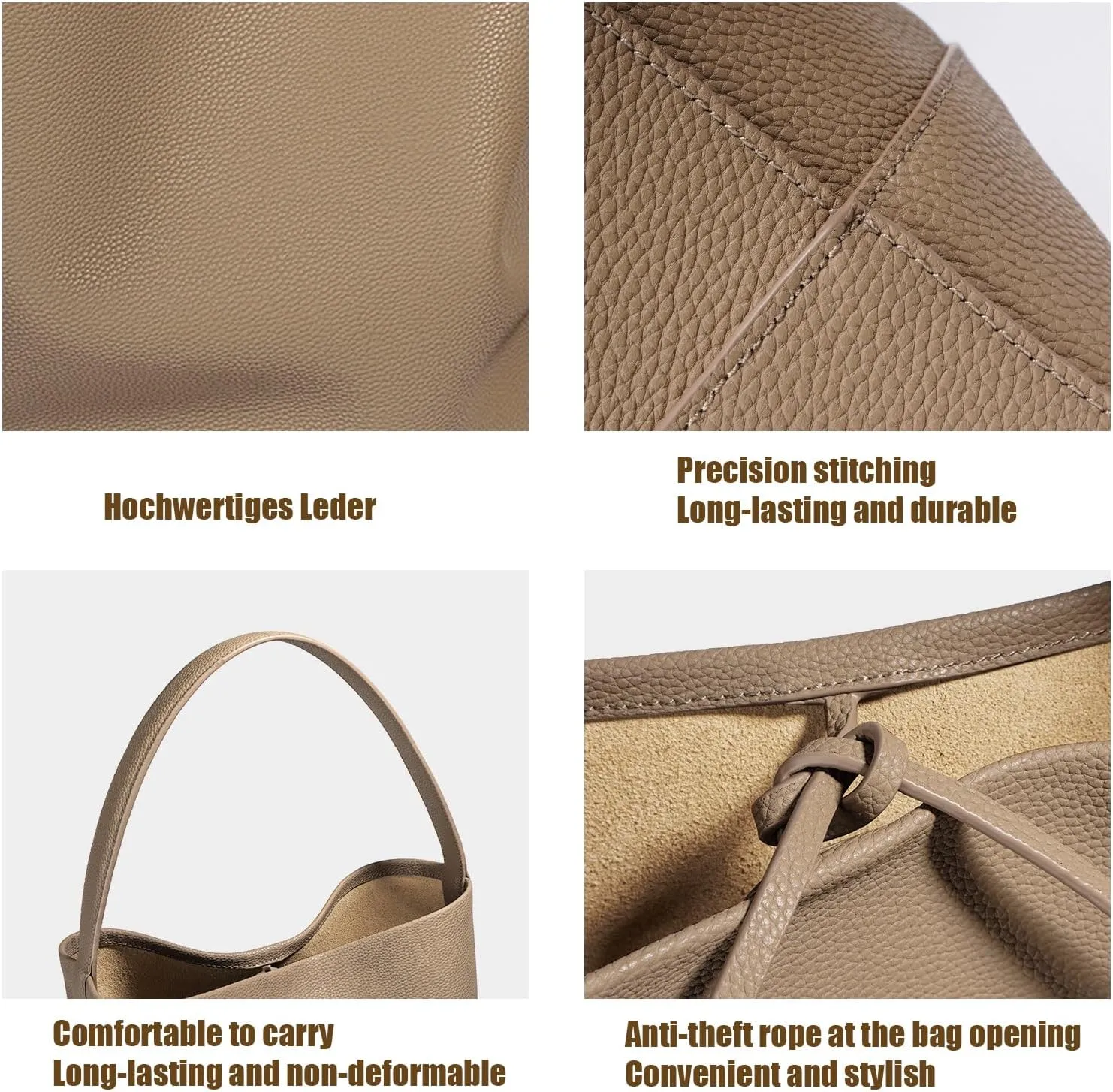 Fashion Shoulder Bag,Leather Crossbody Bucket Hobo Bags,Top Handle Handbag, with Multi functional Storage