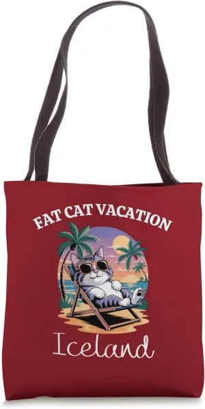 Fat Cat Vacation Iceland Travel Iceland Tote Bag
