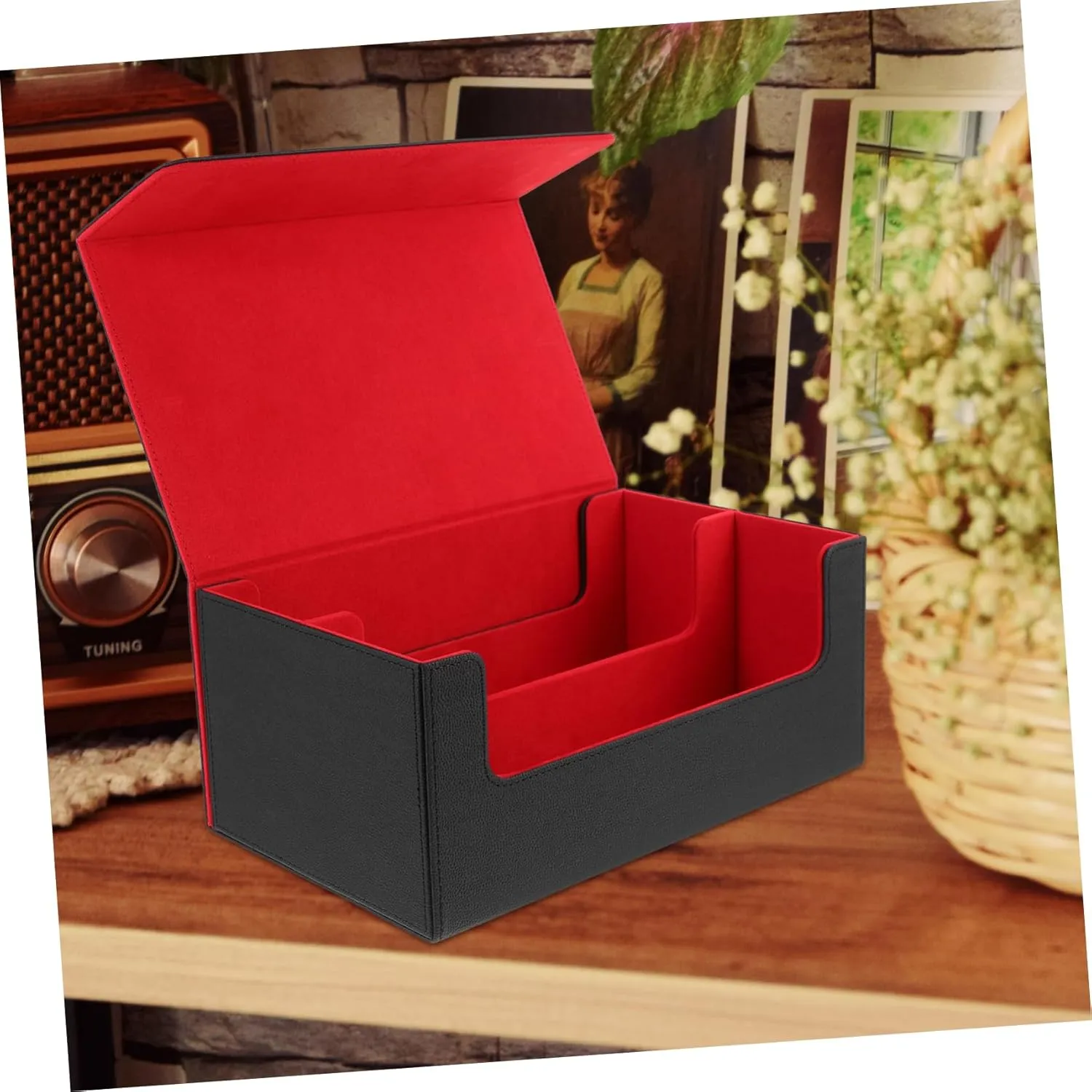 FAVOMOTO Card Storage Box Wear-resistant Leather Card Holder Organized for Collectors Versatile and Secure Design Stylish