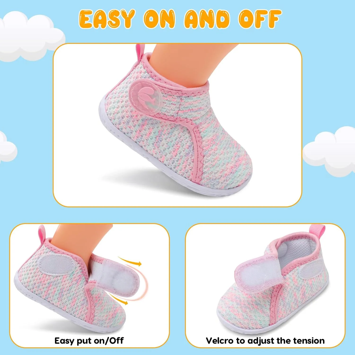 FEETCITY Lightweight Baby Sock Shoes Baby Walking Shoes Boys Girls Infant High-Top Shoe 12-18 Months