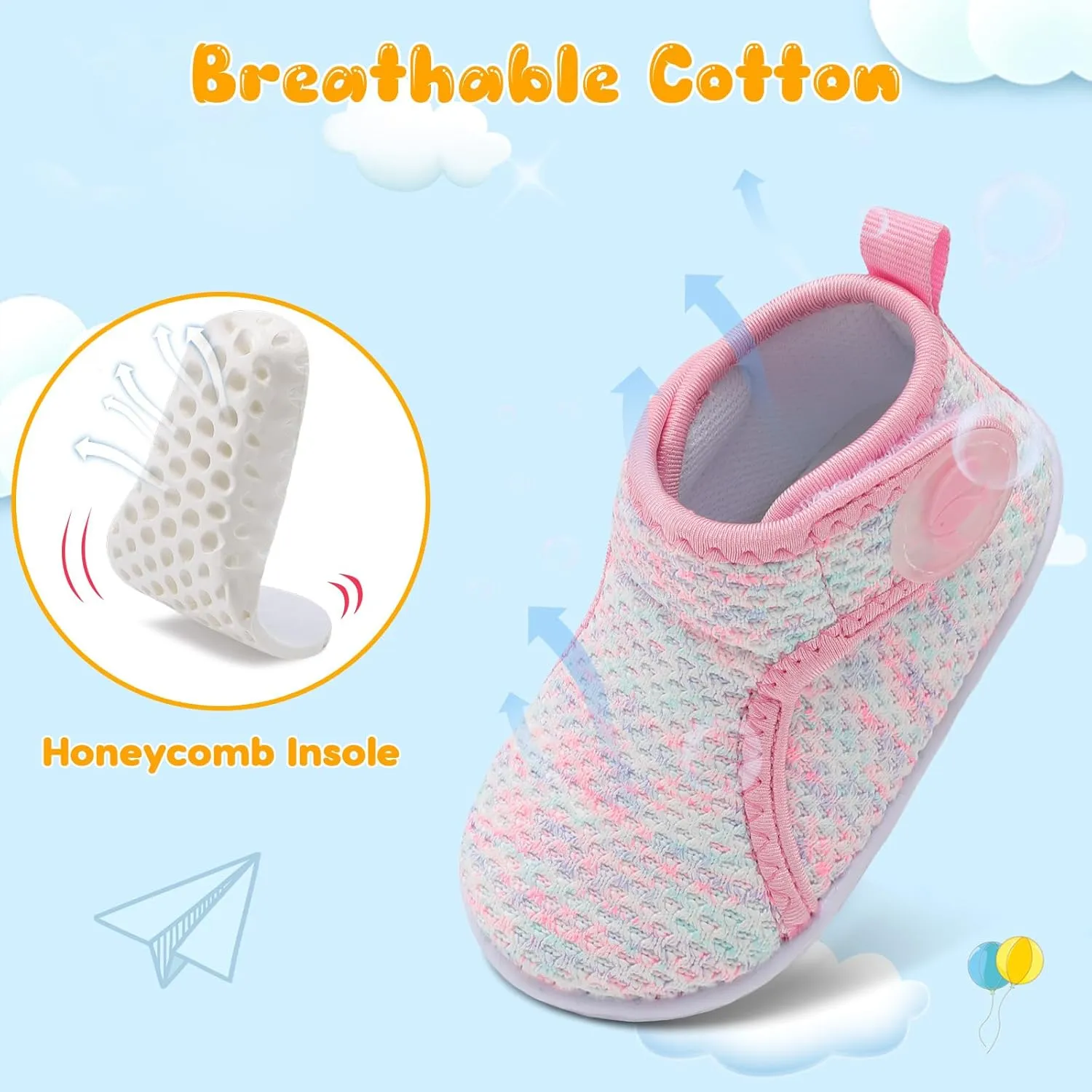 FEETCITY Lightweight Baby Sock Shoes Baby Walking Shoes Boys Girls Infant High-Top Shoe 12-18 Months