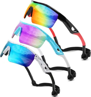 FEISEDY 3Pack Kids Teens Baseball Polarized Sunglasses Sports TR90 Frame Boys Girls Cycling B2454
