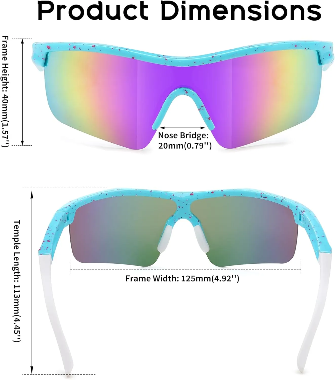 FEISEDY 3Pack Kids Teens Baseball Polarized Sunglasses Sports TR90 Frame Boys Girls Cycling B2454