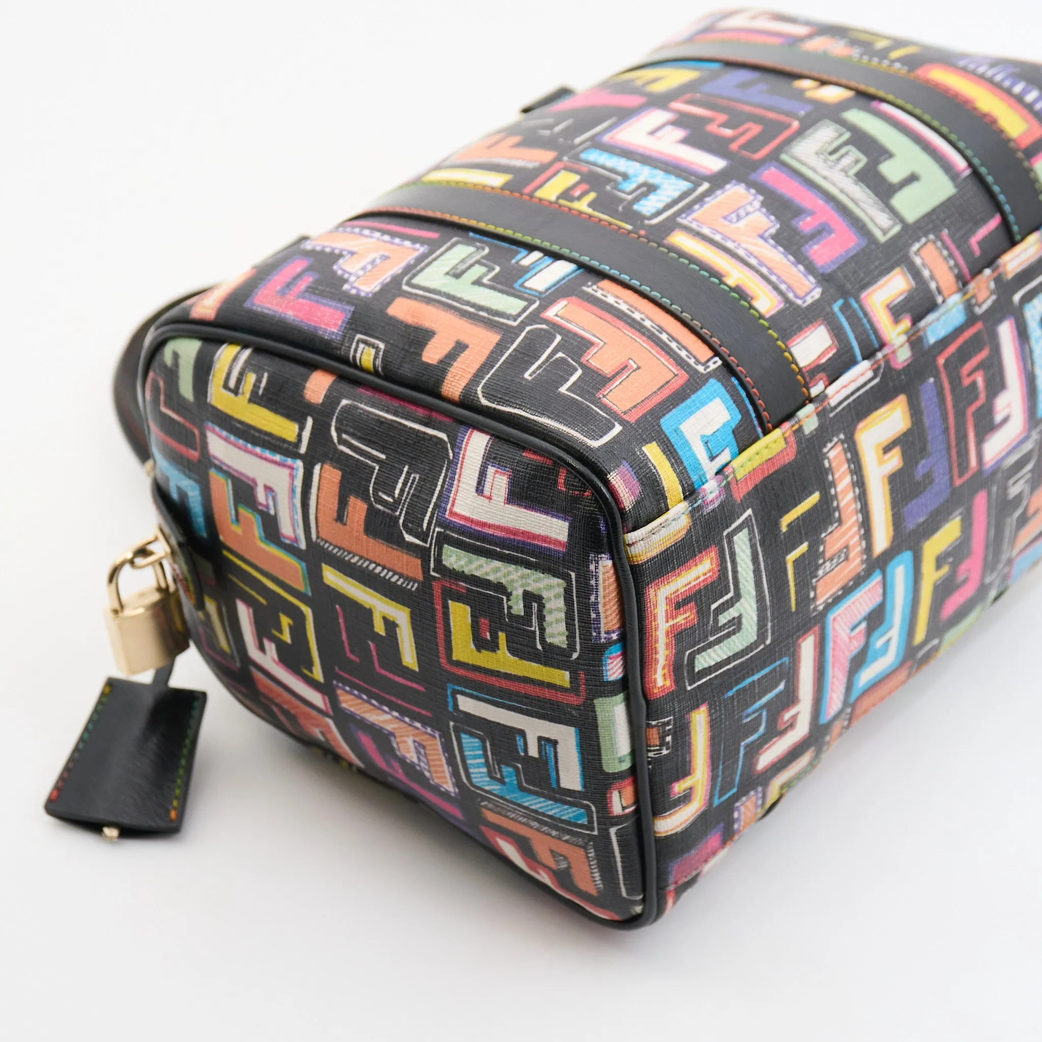 Fendi Canvas Boston Bag in Rainbow Monogram