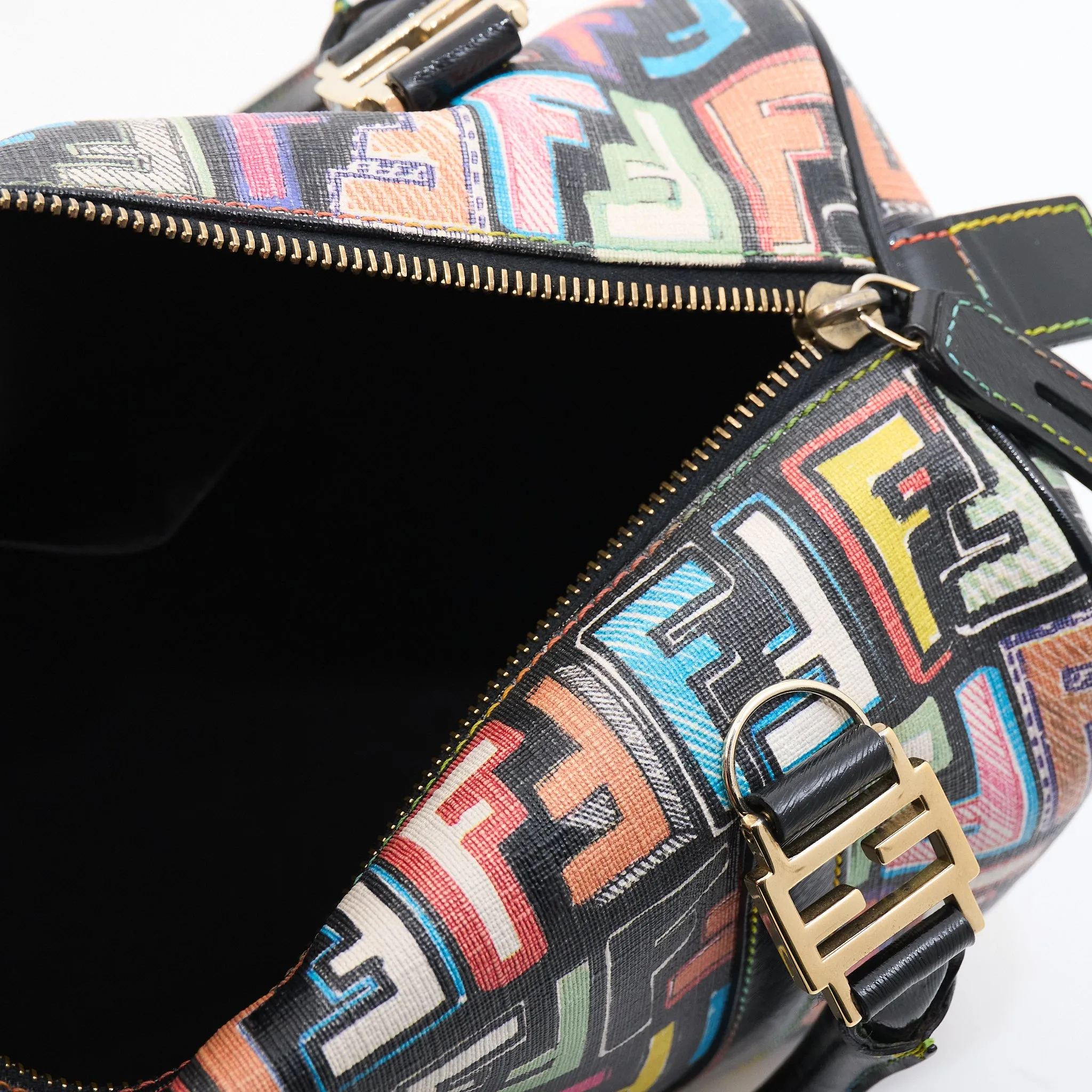 Fendi Canvas Boston Bag in Rainbow Monogram