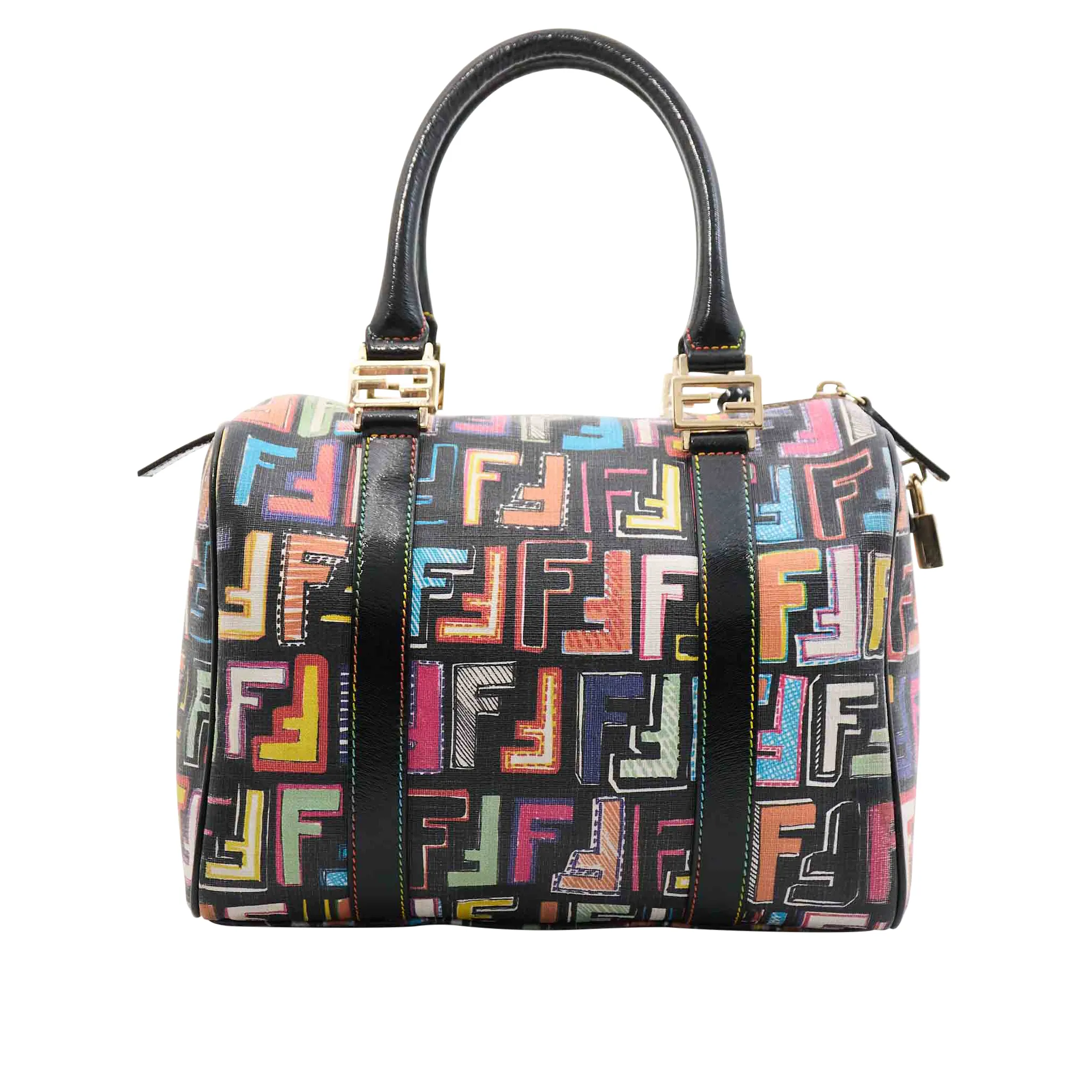 Fendi Canvas Boston Bag in Rainbow Monogram