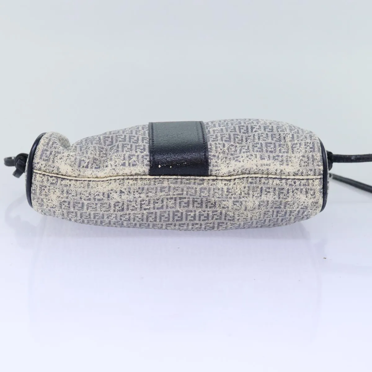 FENDI Zucchino Canvas Shoulder Bag Coated Canvas White Navy 71558