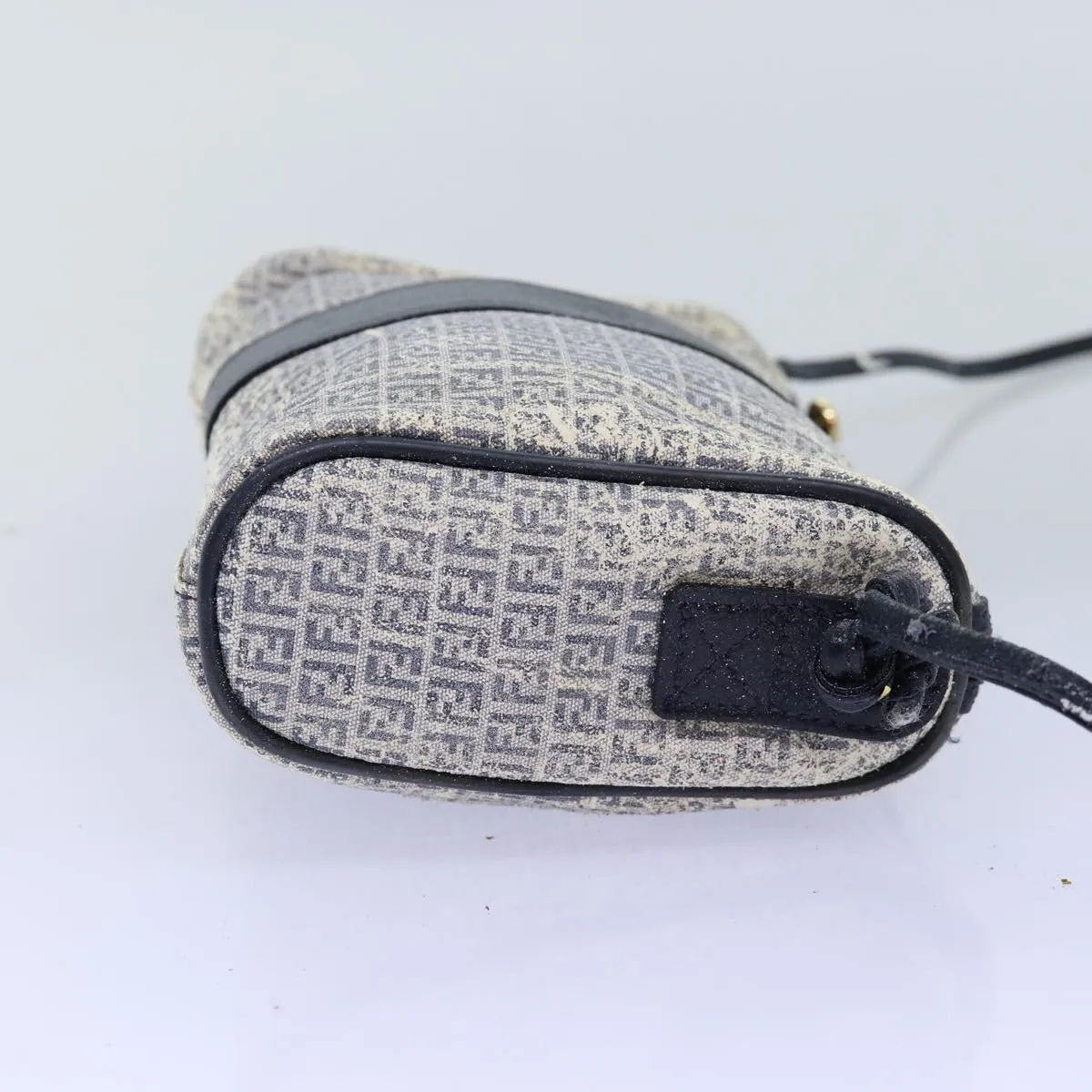 FENDI Zucchino Canvas Shoulder Bag Coated Canvas White Navy 71558