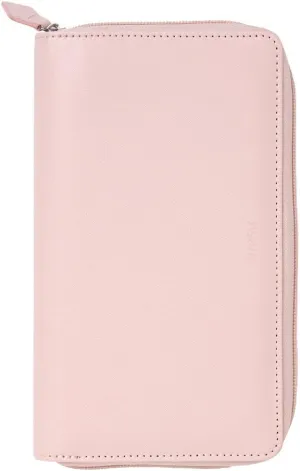 Filofax Saffiano Zip Organizer, Personal Compact Size, Blush - Cross-Grain, Leather-Look, Six Rings, Week-to-View Calendar Diary, Multilingual, 2025 (C022699-25)