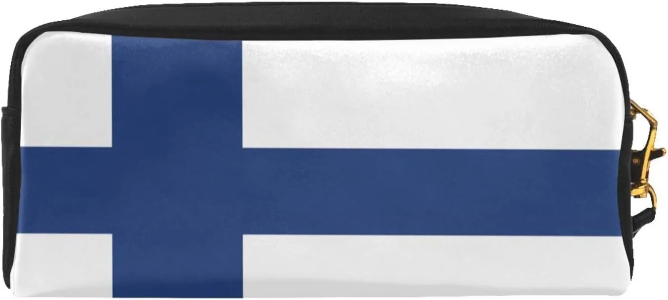Finnish Flag Makeup Bag Travel Cosmetic Bag,Make Up Bags For Women Makeup Organizer Case,Travel Essentials