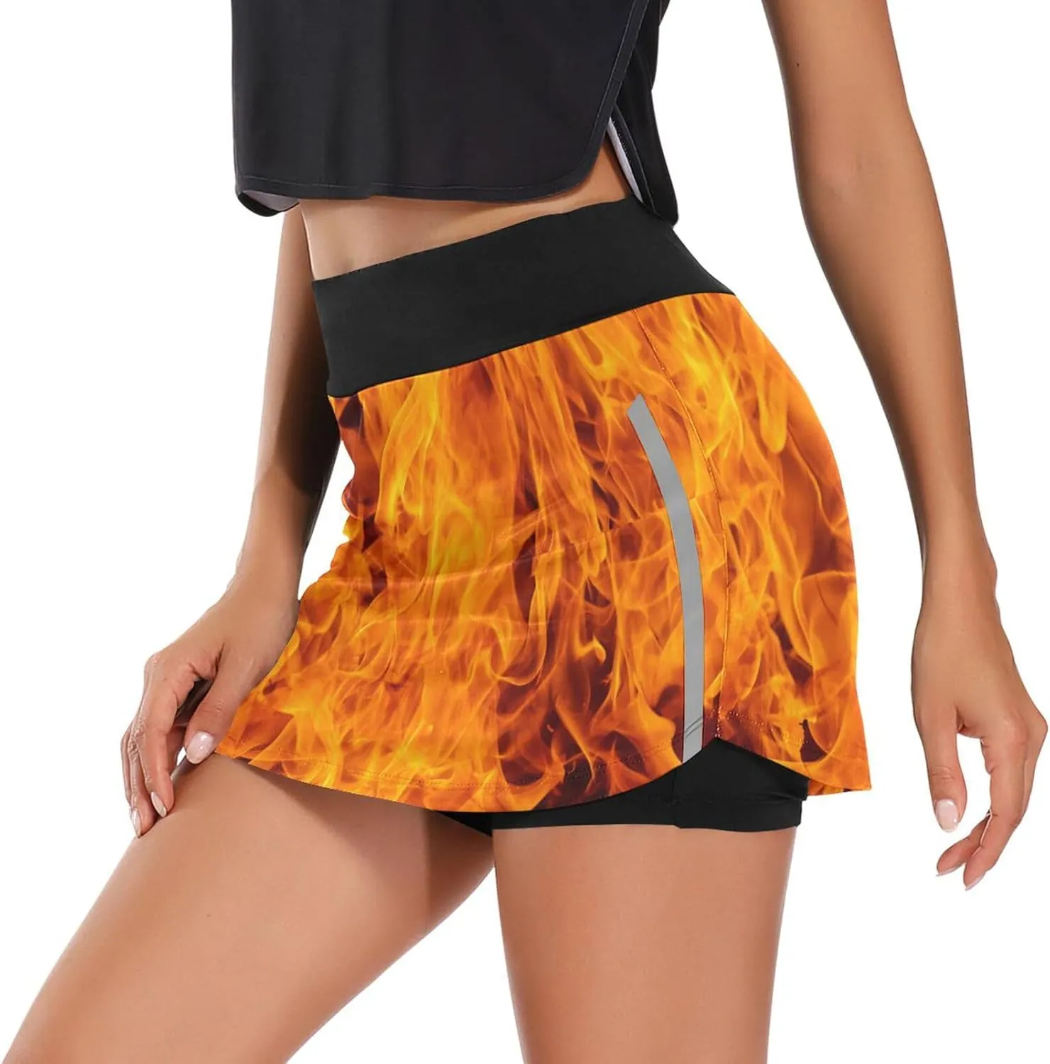 Fire Flame Women's Active Performance Skort Lightweight Skirt for Running Tennis Golf Workout Sports