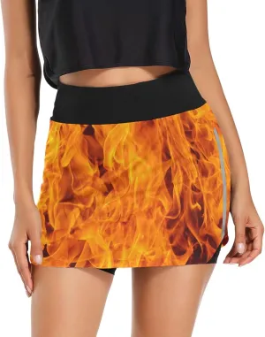 Fire Flame Women's Active Performance Skort Lightweight Skirt for Running Tennis Golf Workout Sports