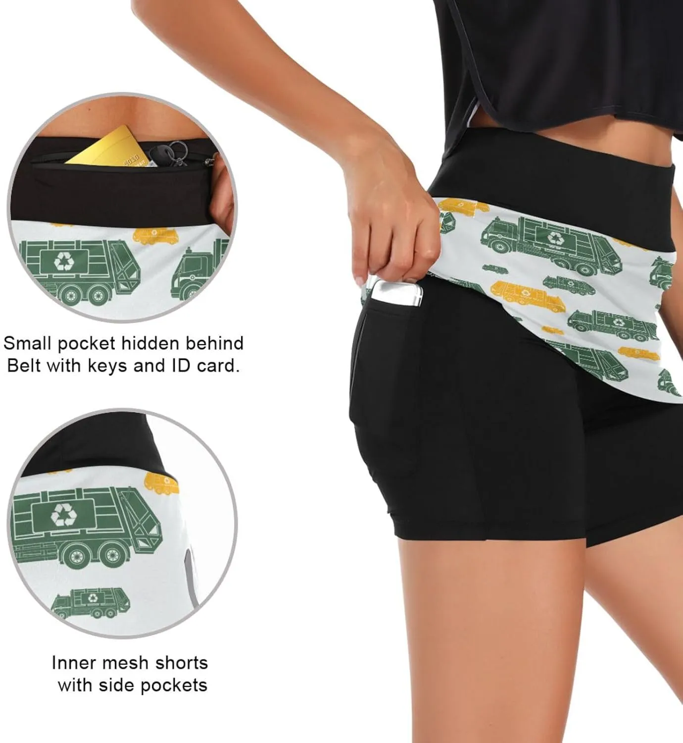 Fire Flame Women's Active Performance Skort Lightweight Skirt for Running Tennis Golf Workout Sports