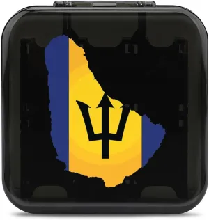 Flag Map of Barbados Funny Game Card Case Pattern Game Card Storage Box Cards Holder with 24 Slots