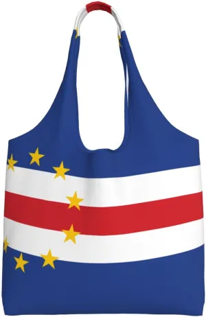 Flag Of Cape Verde Printed Canvas Bag, Large Capacity, Can Be Carried By Hand Or Across The Body, Suitable For Daily Shopping