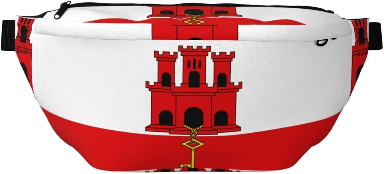 Flag of Gibraltar Fanny Pack Crossbody Bag â€“ Versatile Sling Bag for Men & Women with Zipper Pockets, Ideal for Travel, Running