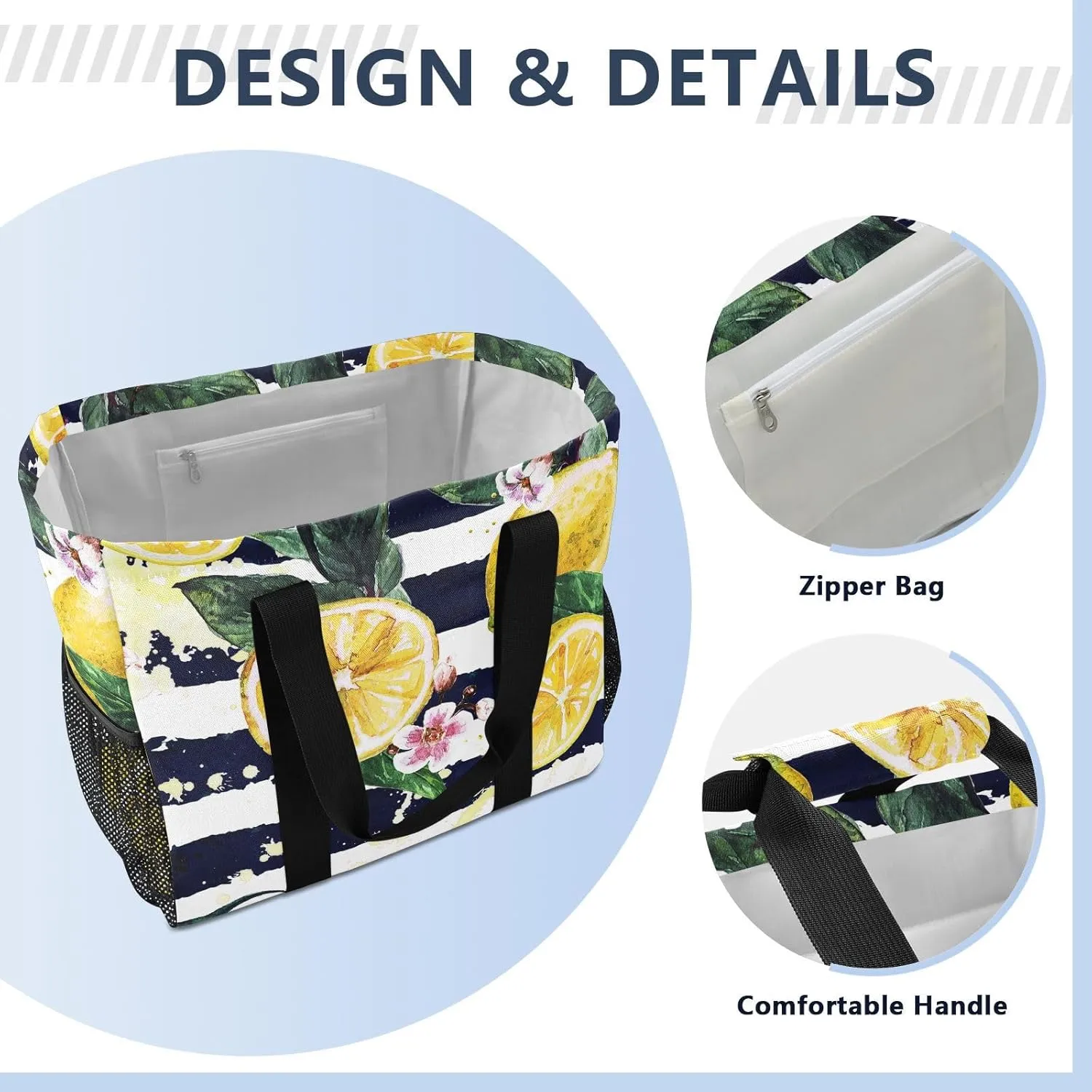 Foldable Grocery Reusable Tote Grocery Bag, Travel Canvas Shoulder Bags, Large Casual Laundry Pool Beach Bag