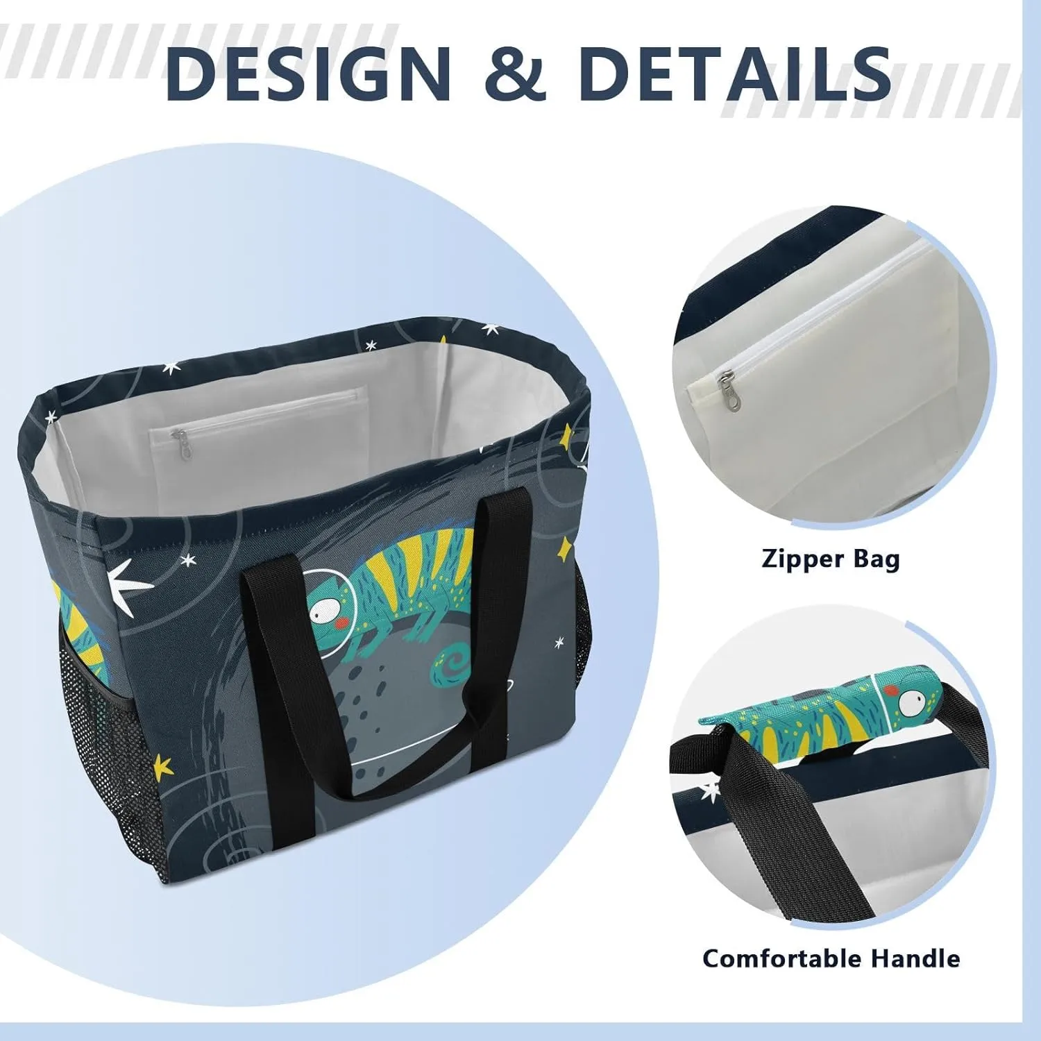 Foldable Grocery Reusable Tote Grocery Bag, Travel Canvas Shoulder Bags, Large Casual Laundry Pool Beach Bag