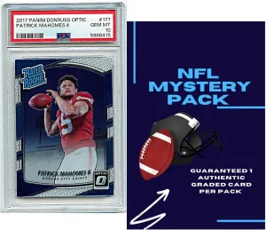 Football Graded Card Mystery Pack | 1 Graded Football Card | Grade 8  Guaranteed | Contains One Vintage, Rookie, Legend, or Current Star
