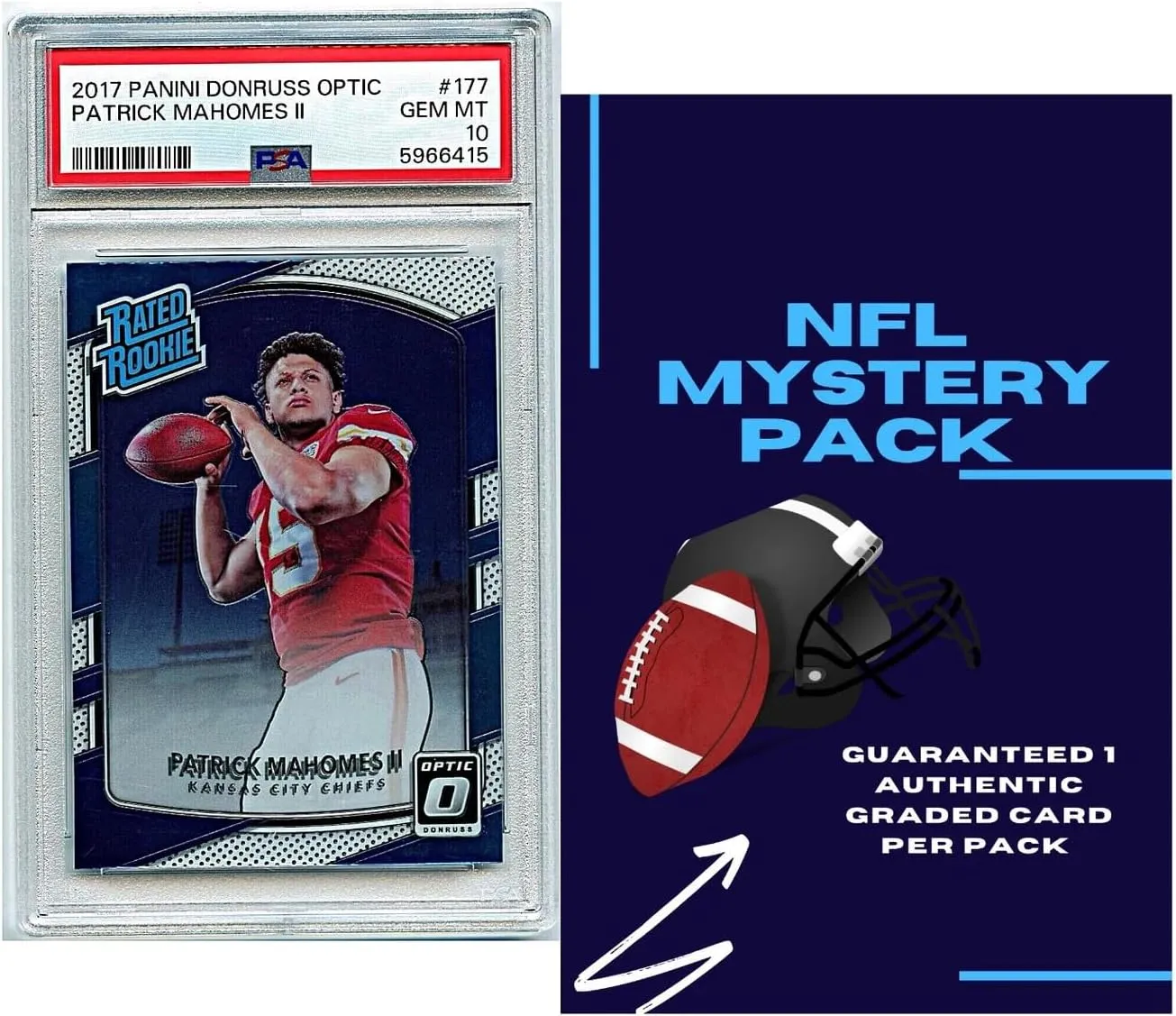 Football Graded Card Mystery Pack | 1 Graded Football Card | Grade 8  Guaranteed | Contains One Vintage, Rookie, Legend, or Current Star