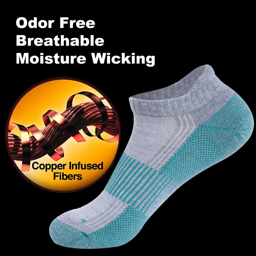 FOOTPLUS Unisex Copper Compression Socks Circulation Arch Support Plantar Fasciitis Ankle Golf/Running/Hiking Socks