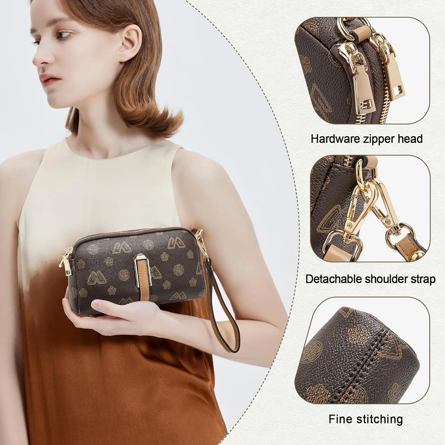 FOXLOVER Small Crossbody Bag for Women PVC Leather Cell Phone Holder Credit Card Slot Shoulder Bag Purse Lightweight Handbags
