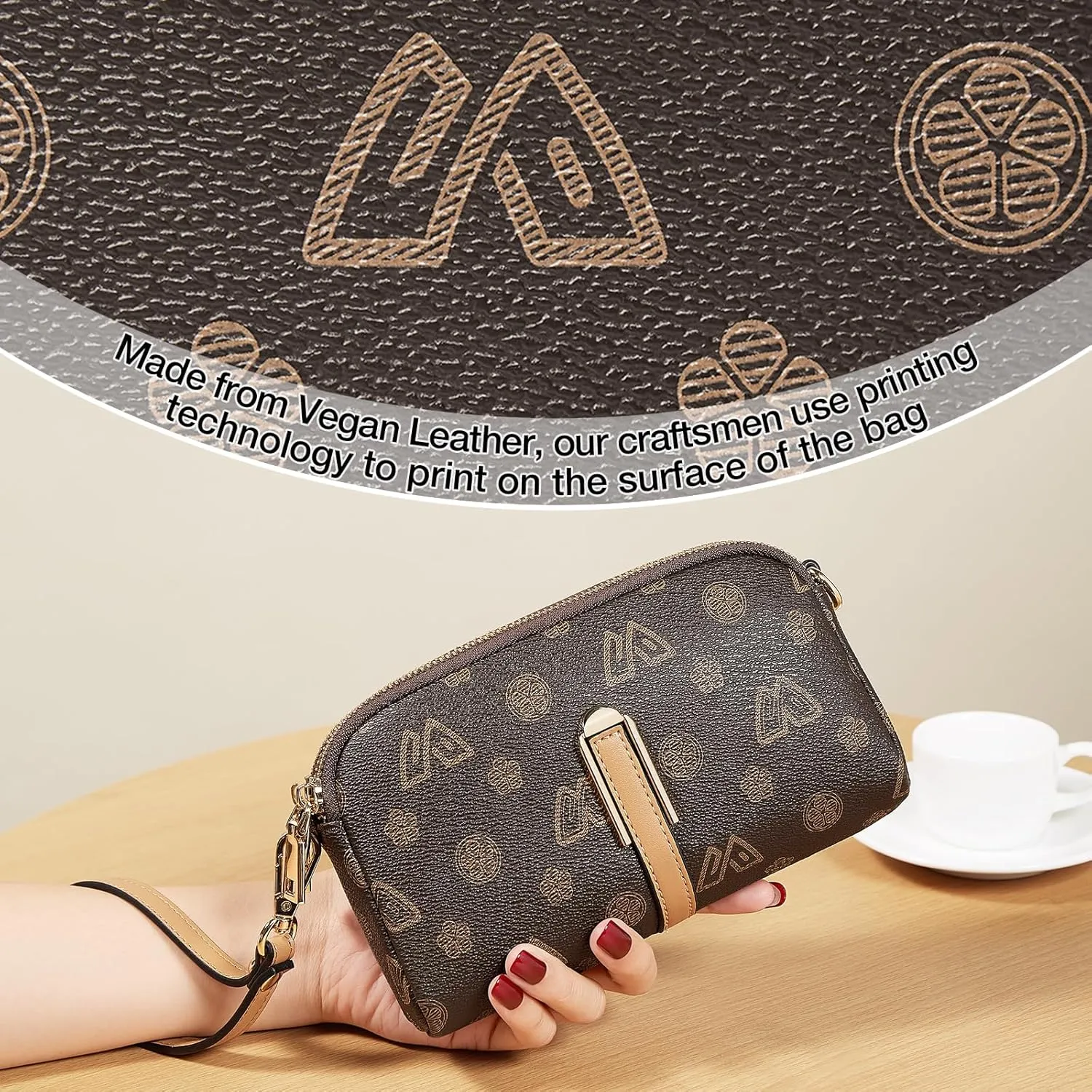 FOXLOVER Small Crossbody Bag for Women PVC Leather Cell Phone Holder Credit Card Slot Shoulder Bag Purse Lightweight Handbags