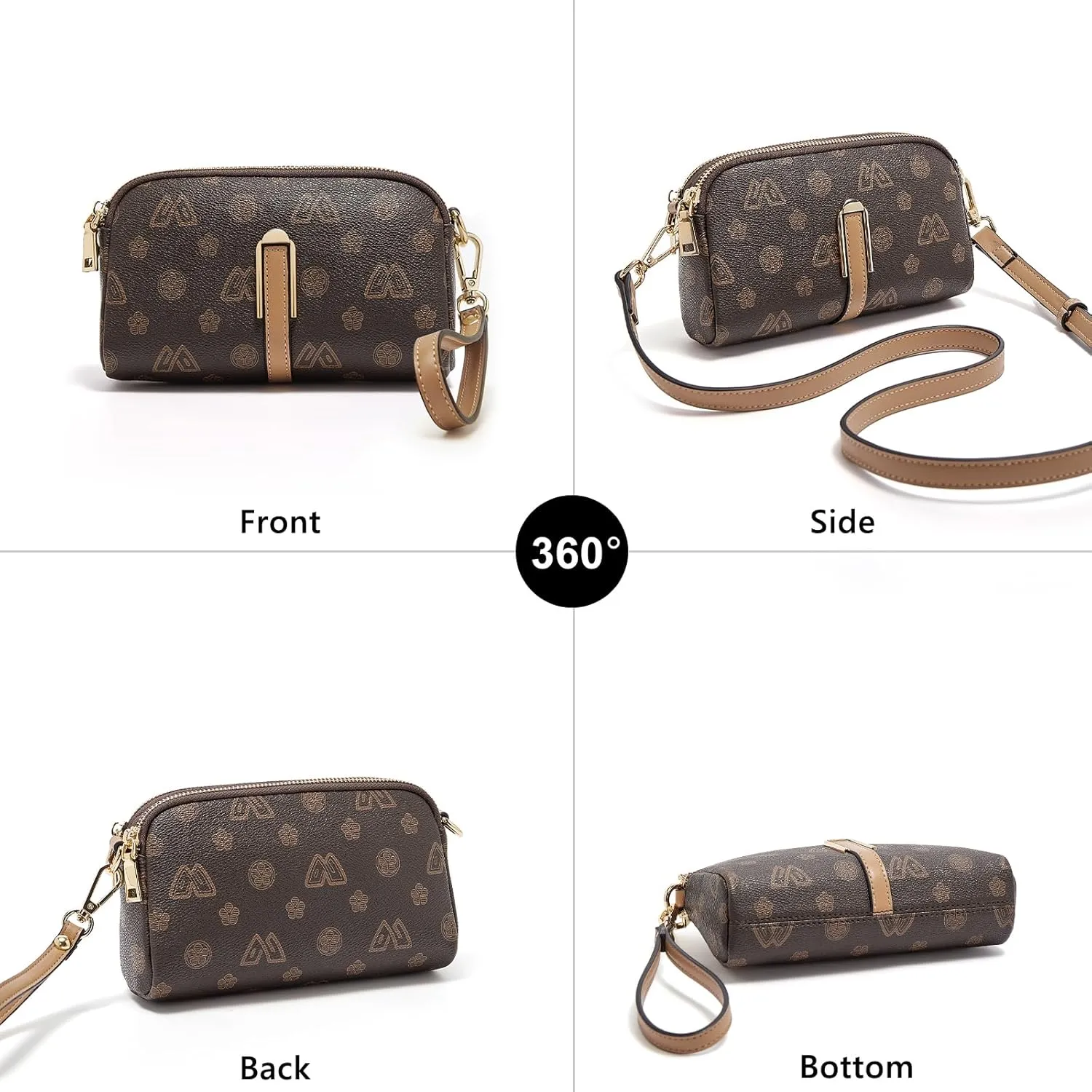 FOXLOVER Small Crossbody Bag for Women PVC Leather Cell Phone Holder Credit Card Slot Shoulder Bag Purse Lightweight Handbags