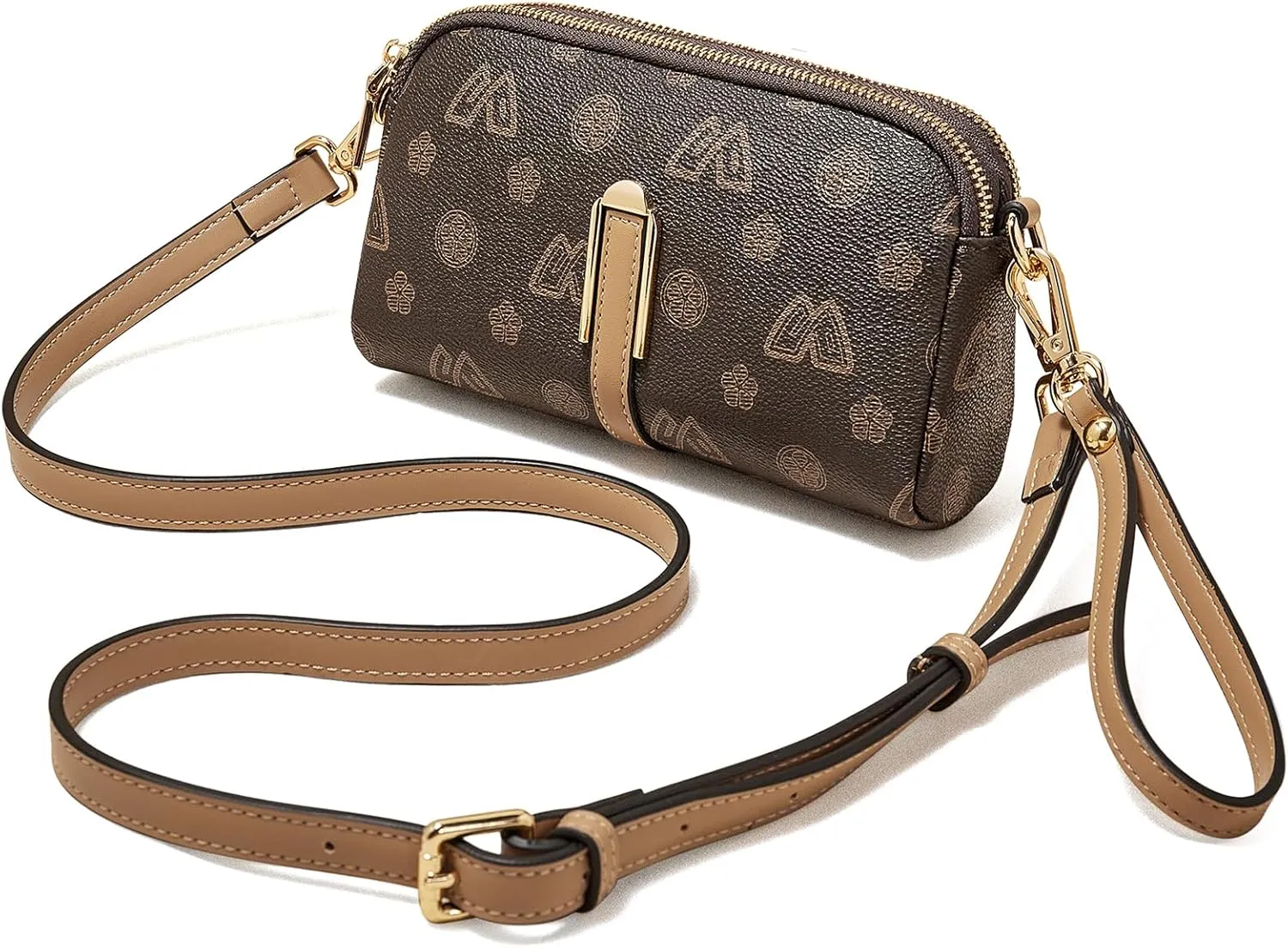 FOXLOVER Small Crossbody Bag for Women PVC Leather Cell Phone Holder Credit Card Slot Shoulder Bag Purse Lightweight Handbags
