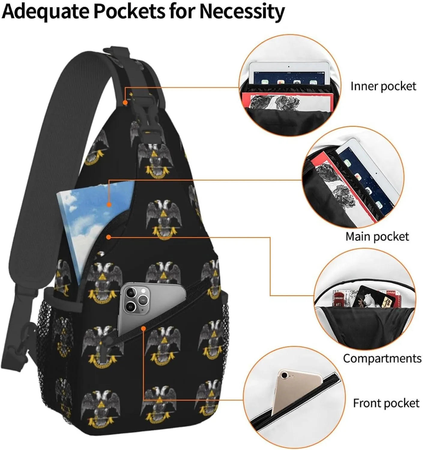 Freemasonry and Scottish Rite Sling Bag Crossbody Backpack Shoulder Casual Daypack Bag for Men Women
