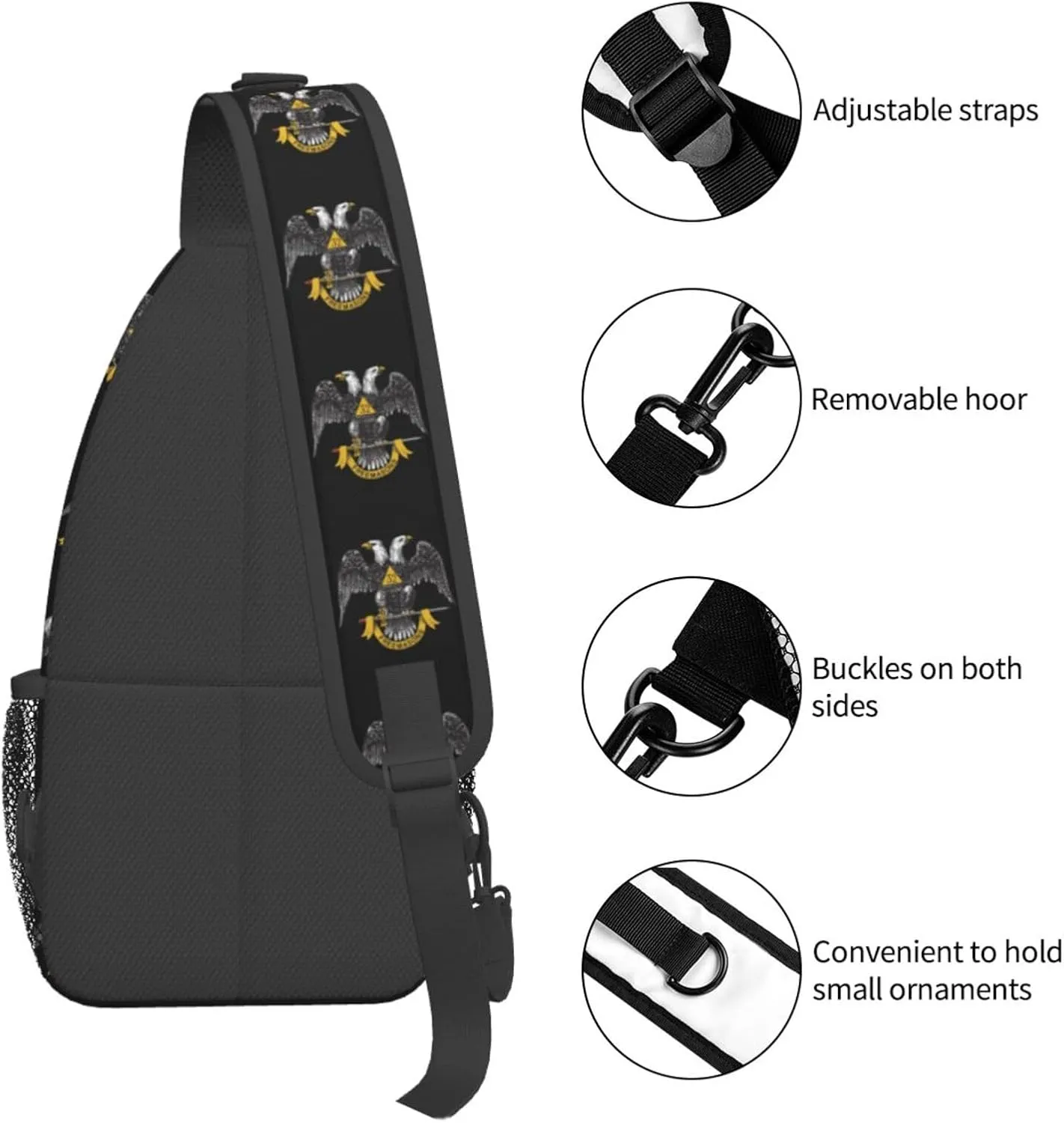 Freemasonry and Scottish Rite Sling Bag Crossbody Backpack Shoulder Casual Daypack Bag for Men Women