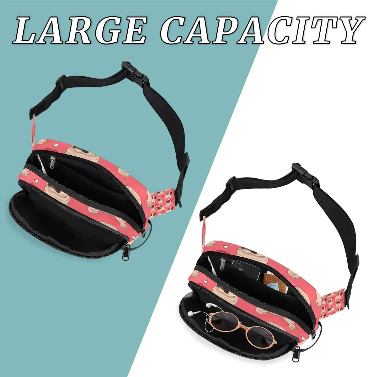 French Bulldog Puppy Durable Waterproof Fanny Pack with Double Zipper Closure - Organize Your Essentials with Ease - Lightweight and Comfortable for Men and Women