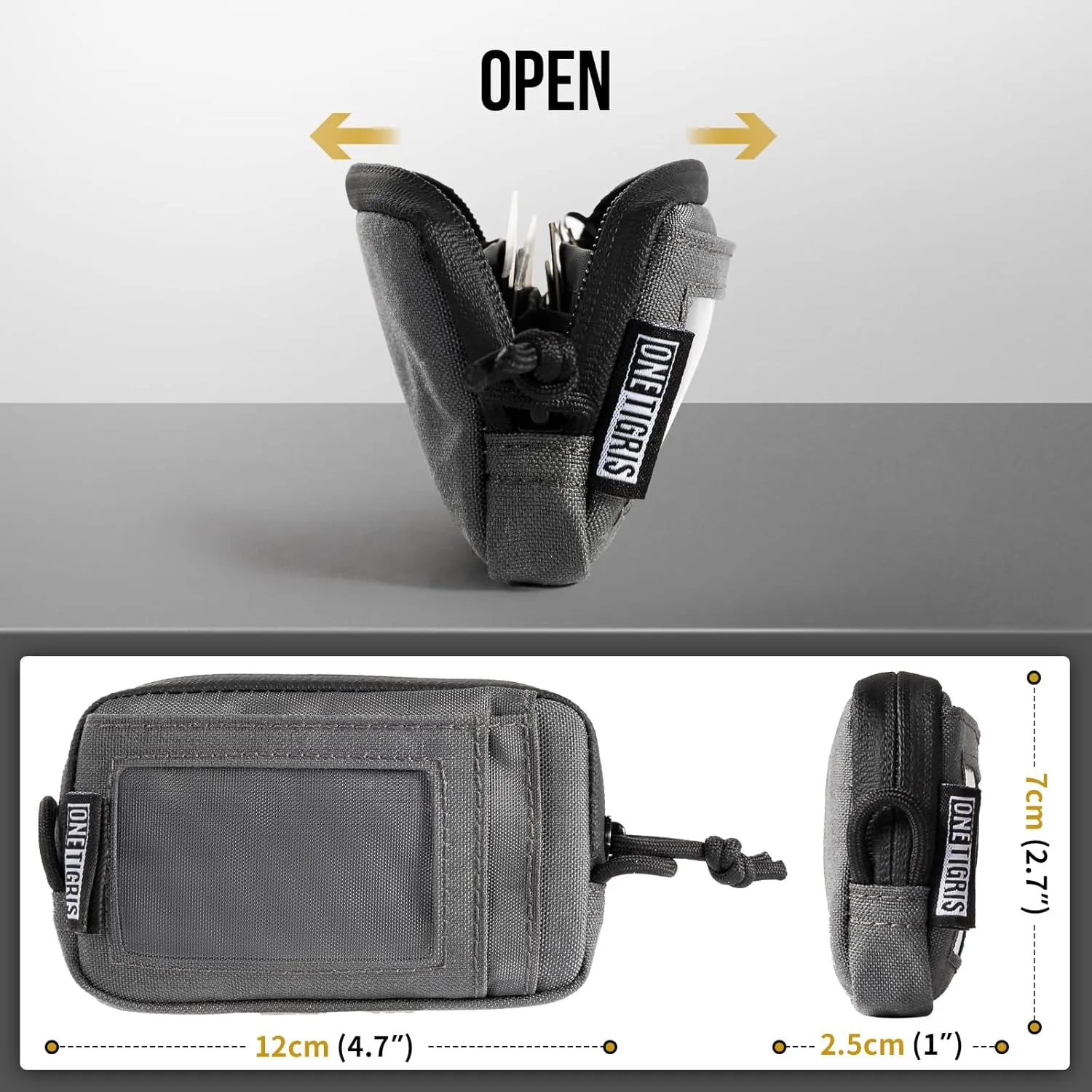 Front Pocket Wallet with Zippers - OneTigris Small Coin Purse Tactical Wallet Nylon Minimalist Wallet for Men Women