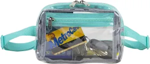 Fuel Transparent Clear Fanny Pack, Stadium Security Approved Adjustable Waist Belt Bag for Running, Hiking, Biking, Travel, Sports, Turquoise