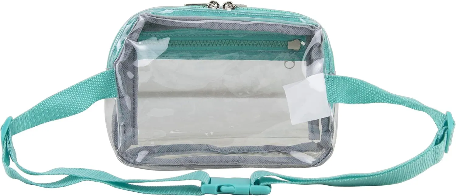 Fuel Transparent Clear Fanny Pack, Stadium Security Approved Adjustable Waist Belt Bag for Running, Hiking, Biking, Travel, Sports, Turquoise