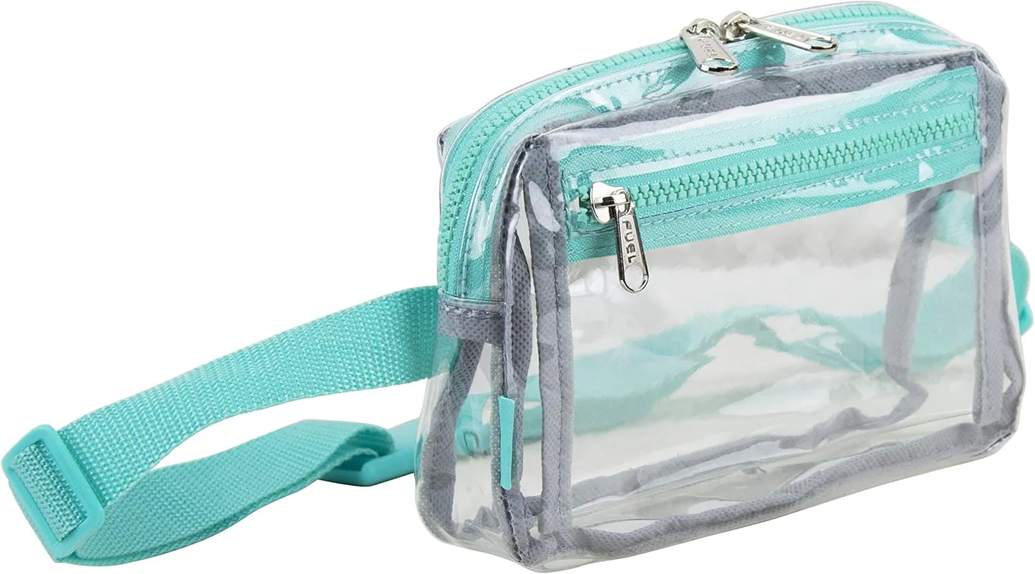 Fuel Transparent Clear Fanny Pack, Stadium Security Approved Adjustable Waist Belt Bag for Running, Hiking, Biking, Travel, Sports, Turquoise