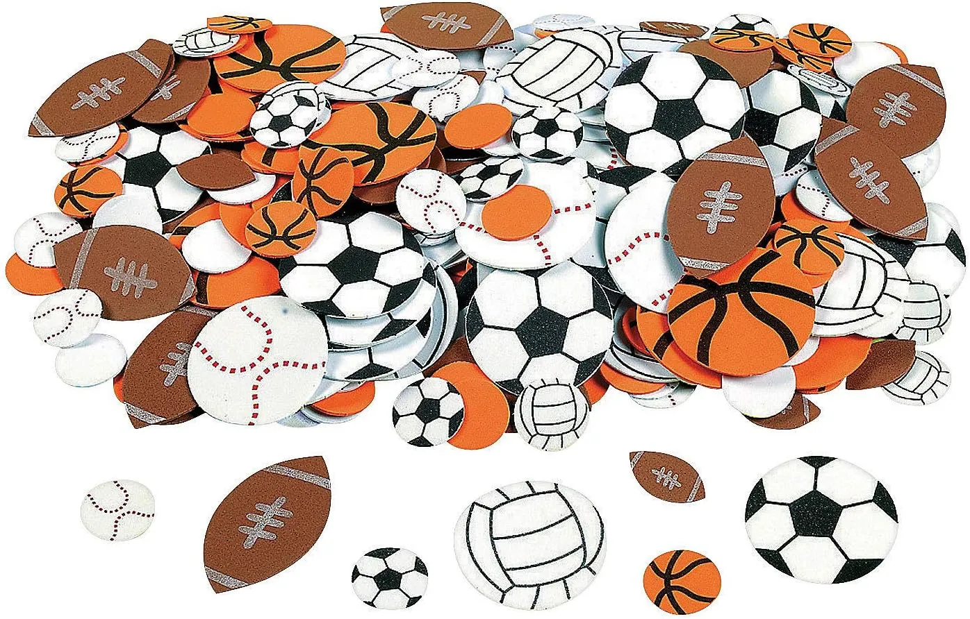 Fun Express Foam Sports Stickers for Kids - Adhesive Foam Sticker Pack - VBS Vacation Bible School Supplies/Decor - 500 Piece Sports Ball Foam Shapes - Crafts for Kids and Fun Home Activities