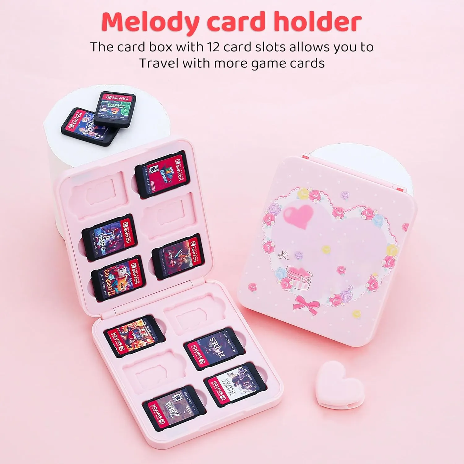 FUNDIARY Pink Carrying Travel Bag for Nintendo Switch/OLED/Lite with Bunny Design, Cute Anime Rabbit Portable Accessories Bundle with Shoulder Bag Crossbody Backpack, Game Case Holder and 2 Thumb Caps