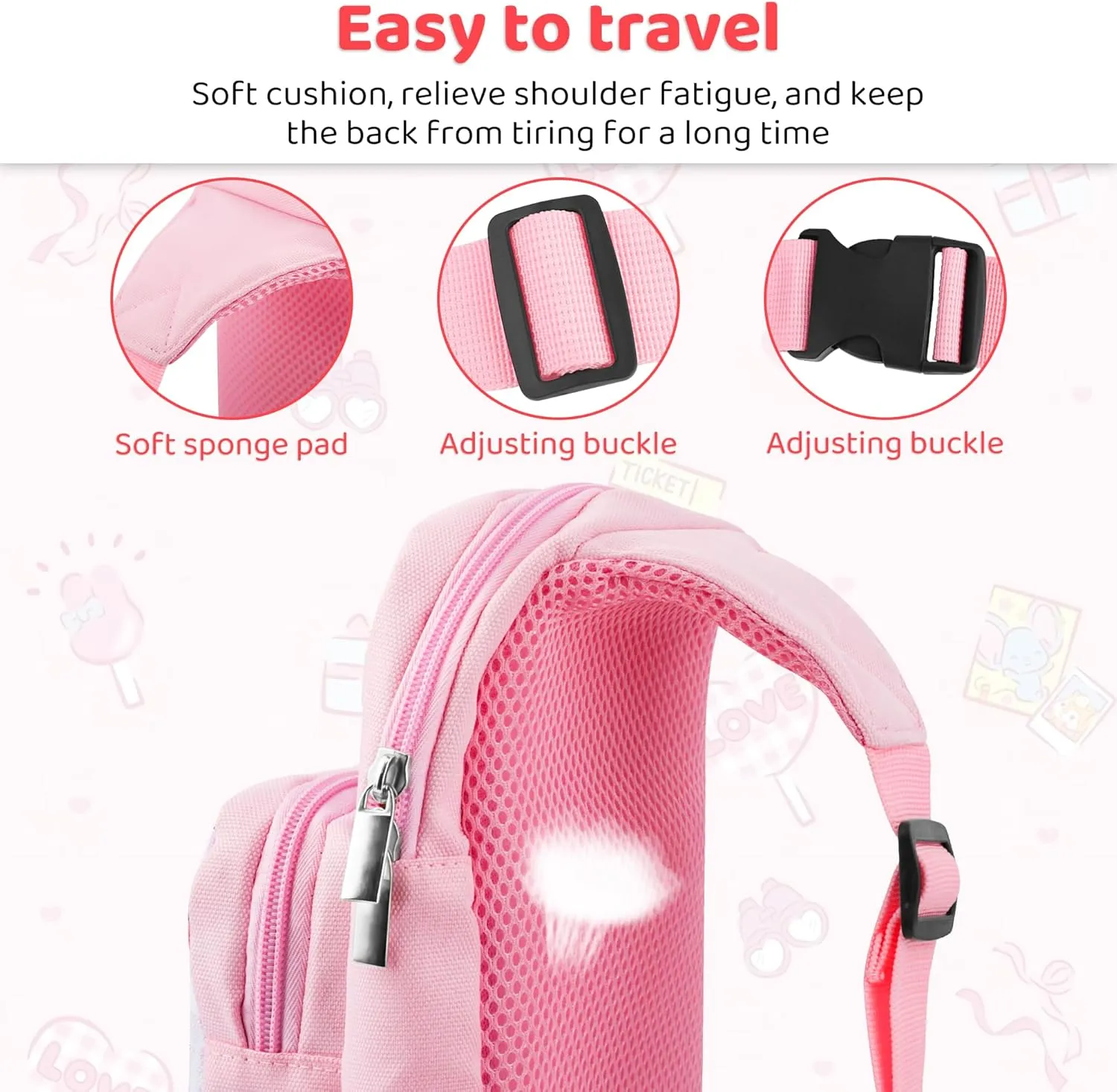 FUNDIARY Pink Carrying Travel Bag for Nintendo Switch/OLED/Lite with Bunny Design, Cute Anime Rabbit Portable Accessories Bundle with Shoulder Bag Crossbody Backpack, Game Case Holder and 2 Thumb Caps