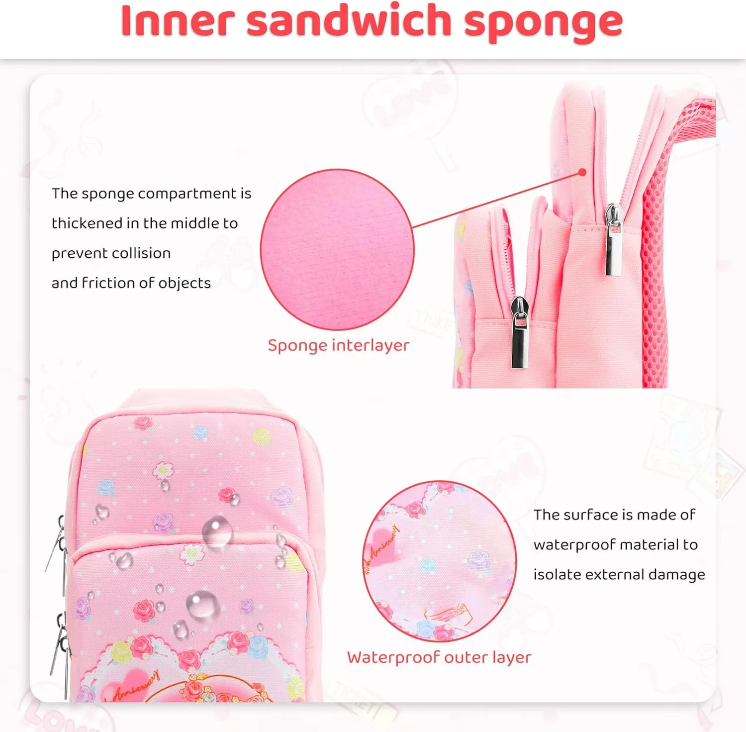 FUNDIARY Pink Carrying Travel Bag for Nintendo Switch/OLED/Lite with Bunny Design, Cute Anime Rabbit Portable Accessories Bundle with Shoulder Bag Crossbody Backpack, Game Case Holder and 2 Thumb Caps